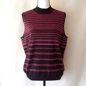 Hillard & Hanson Purple Stripe Sleeveless Acrylic Knit Sweater